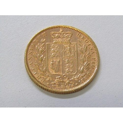 6 - VICTORIAN GOLD SOVEREIGN, 1863 bun head, shield back full sovereign, high grade