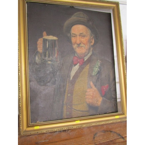 624 - ARTHUR SHORTHOUSE, signed oil on canvas, 'Austrian Gentleman raising tankard of ale', 63cm x 53cm