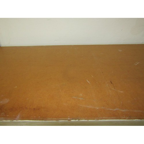 625 - FRED YATES, oil on door panel 'Panoramic Par Beach scene' (provenance acquired from the Par Inn), 54... 