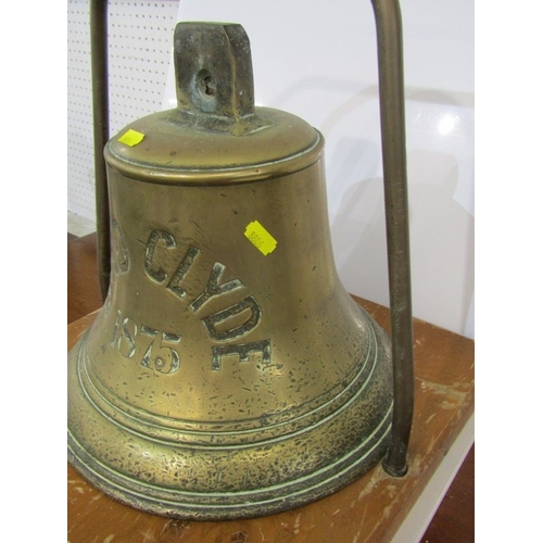 68 - SHIP'S BELL DISPLAY, mounted bronzed ship's bell 