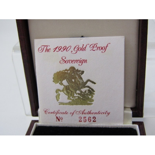 10 - 1990 gold proof full sovereign, capsuled in Royal Mint box with CoA, limited edition 2562/10000.