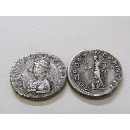 16 - Roman Imperial 98-117 AD Emperor Trajan silver Denarius x 2: . o: Head of Trajan, laureate, IMP TRAI... 