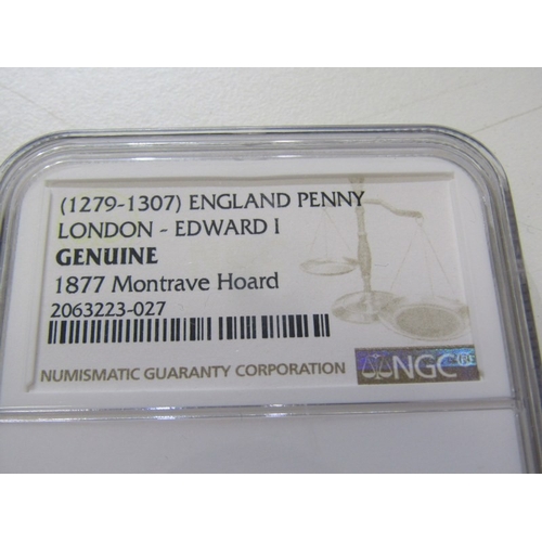 20 - 1279-1307 Edward 1 hammered silver long cross penny, NGC slabbed ‘Genuine’ from 1877 Montrave Hoard.... 