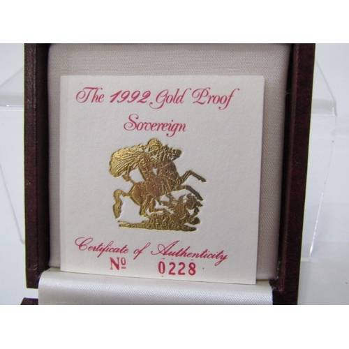 22 - 1992 gold proof sovereign, capsuled in Royal Mint box with CoA, limited edition 0228/5000.  Scarcer ... 