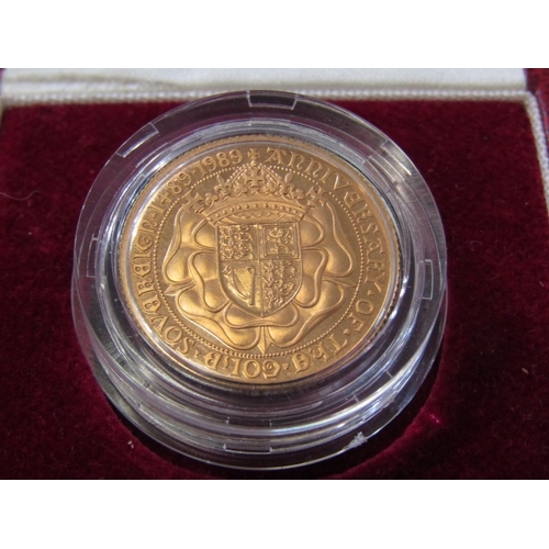24 - 1989 gold proof Tudor Rose sovereign, 500th Anniversary of the first Tudor sovereign capsuled in Roy... 