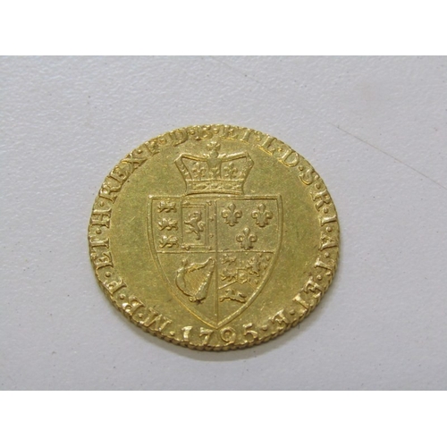 4 - 1795 George III gold ‘Spade’ Guinea. o: Laureate portrait of King George III right, legend around, G... 