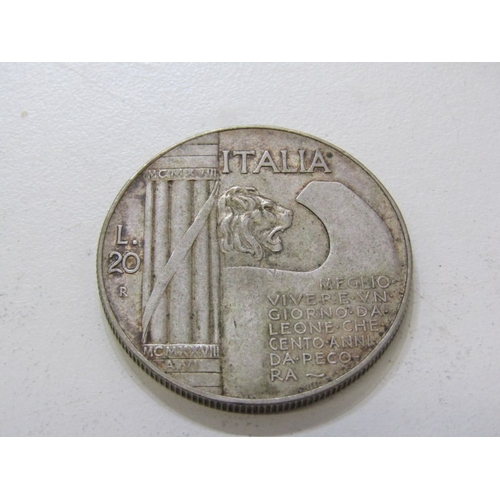 47 - 1928-R Italy Vittorio Emanuele III silver 20 Lire, 20 grams of .600 fineness,10th Anniversary of the... 