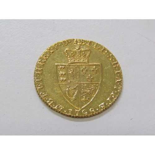 5 - 1798 George III gold ‘Spade’ Guinea. o: Laureate portrait of King George III right, legend around, G... 
