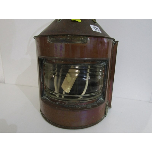 431 - SHIP'S LAMP, a starboard lamp by Anderson and Grier 1943, with copper body, 40cm height  converted t... 