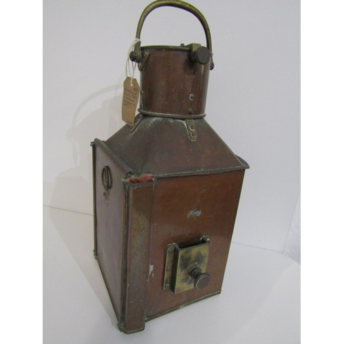 431 - SHIP'S LAMP, a starboard lamp by Anderson and Grier 1943, with copper body, 40cm height  converted t... 