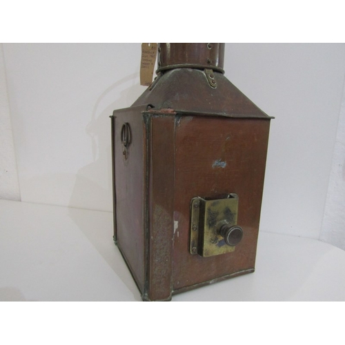 431 - SHIP'S LAMP, a starboard lamp by Anderson and Grier 1943, with copper body, 40cm height  converted t... 