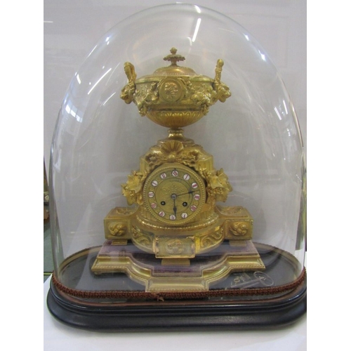 456 - FRENCH CLOCK, an ornate 19th century French gilt mantel clock, the top with urn surmounted with cher... 
