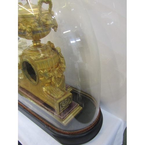 456 - FRENCH CLOCK, an ornate 19th century French gilt mantel clock, the top with urn surmounted with cher... 