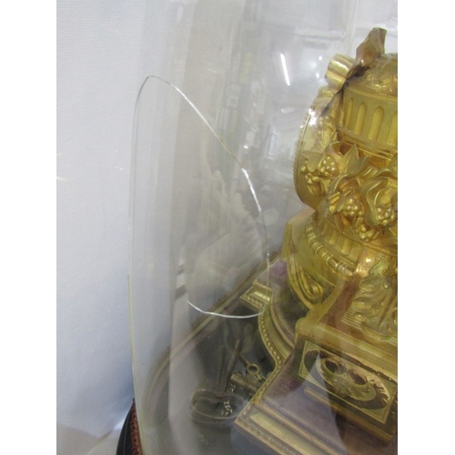 456 - FRENCH CLOCK, an ornate 19th century French gilt mantel clock, the top with urn surmounted with cher... 