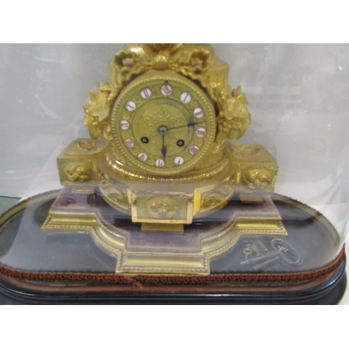 456 - FRENCH CLOCK, an ornate 19th century French gilt mantel clock, the top with urn surmounted with cher... 