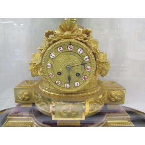 456 - FRENCH CLOCK, an ornate 19th century French gilt mantel clock, the top with urn surmounted with cher... 