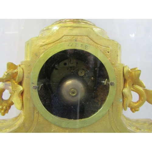 456 - FRENCH CLOCK, an ornate 19th century French gilt mantel clock, the top with urn surmounted with cher... 