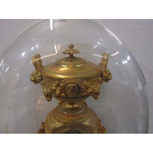 456 - FRENCH CLOCK, an ornate 19th century French gilt mantel clock, the top with urn surmounted with cher... 