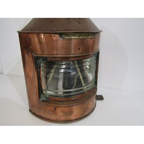 457 - SHIP'S LAMP, a copper ship's 'bow/starboard' lamp by Alderson and Gyde 1944, 41cm height