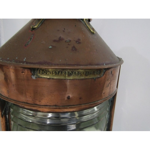 457 - SHIP'S LAMP, a copper ship's 'bow/starboard' lamp by Alderson and Gyde 1944, 41cm height