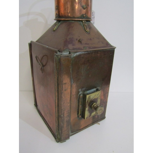 457 - SHIP'S LAMP, a copper ship's 'bow/starboard' lamp by Alderson and Gyde 1944, 41cm height