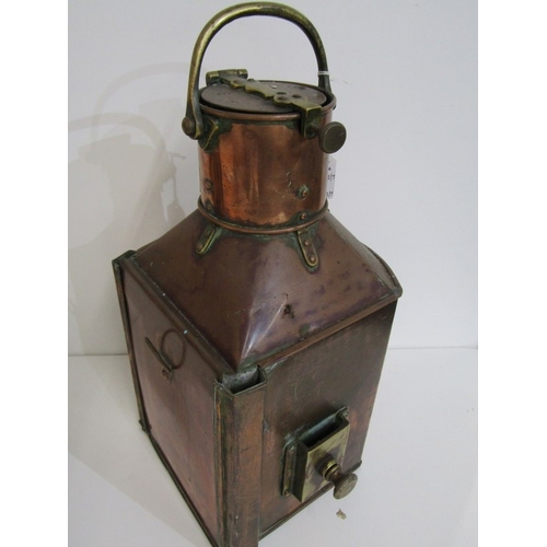 457 - SHIP'S LAMP, a copper ship's 'bow/starboard' lamp by Alderson and Gyde 1944, 41cm height