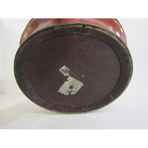 458 - CHINESE LACQUER BASKET, a vintage Chinese red lacquer wood wedding (or food) basket with ornate carv... 