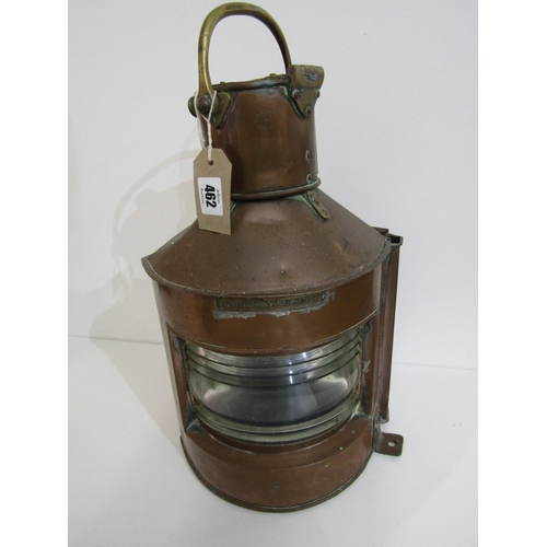 462 - SHIP'S STARBOARD LAMP, a copper bodied ship's starboard lamp by Alderson and Gyde, 1943, 41cm height