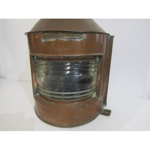 462 - SHIP'S STARBOARD LAMP, a copper bodied ship's starboard lamp by Alderson and Gyde, 1943, 41cm height
