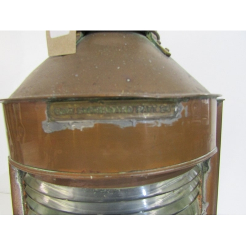 462 - SHIP'S STARBOARD LAMP, a copper bodied ship's starboard lamp by Alderson and Gyde, 1943, 41cm height