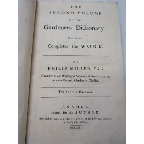 488 - MILLER'S GARDENER'S DICTIONARY, 1743 Miller's Gardener's Dictionary in 2 volumes, folio 4th edition.... 