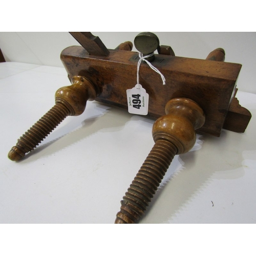 494 - ANTIQUE WOODEN PLANE, a fine antique wooden plough plane used for cutting grooves or rebates, with v... 