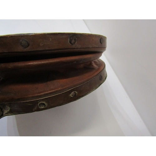 495 - OLD BELLOWS, a set of vintage wooden bellows with copper front panel decorated with 2 mice in relief... 