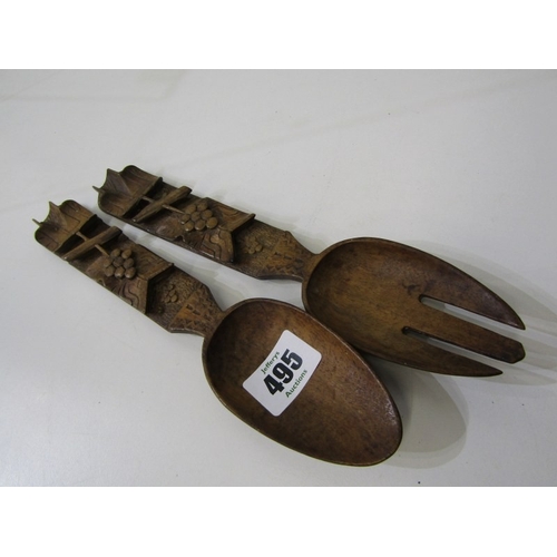 495 - OLD BELLOWS, a set of vintage wooden bellows with copper front panel decorated with 2 mice in relief... 
