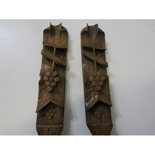 495 - OLD BELLOWS, a set of vintage wooden bellows with copper front panel decorated with 2 mice in relief... 