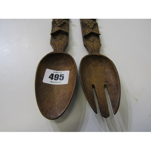 495 - OLD BELLOWS, a set of vintage wooden bellows with copper front panel decorated with 2 mice in relief... 