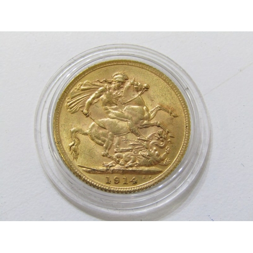 55 - GOLD SOVEREIGN, A George V 1914 gold sovereign, good grade