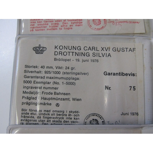 16 - Danish silver crowns x 3: 1975 Queen Ingrid 65th Birthday; 1976 Carl XVI Gustaf; 1975 Hans Christian... 