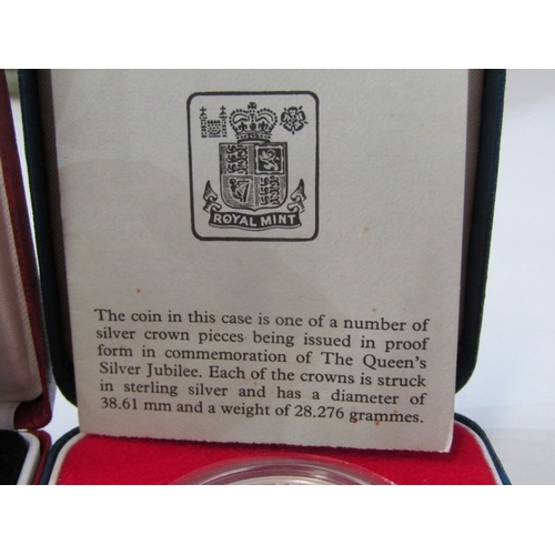 18 - Silver proof sets: x 3  1977 silver crown, 1990 five pence 2-coin, 1992 ten pence 2-coin.  In total ... 