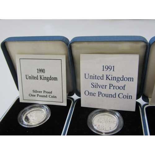 20 - Silver proof sets x 4:  1989-1992 one pound coins. Totaling 38 grams of sterling silver, all capsule... 