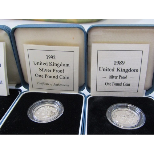 20 - Silver proof sets x 4:  1989-1992 one pound coins. Totaling 38 grams of sterling silver, all capsule... 