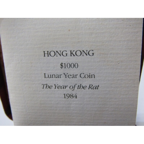 30 - 1984 Hong Kong Gold Frosted Proof Lunar Year $1000, ‘Year of the Rat’. Capsuled in Royal Mint presen... 