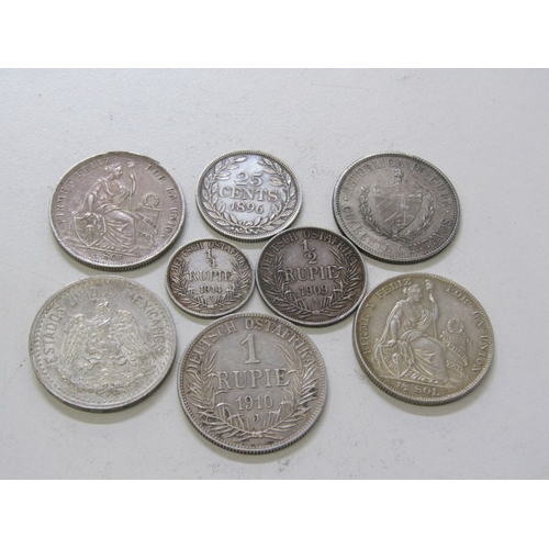 49 - World silver: 1907/1935 Peru Half Sols, 1906 Mexico 50 Centavos, 1915 Cuba 40 Centavos, 1896 Liberia... 
