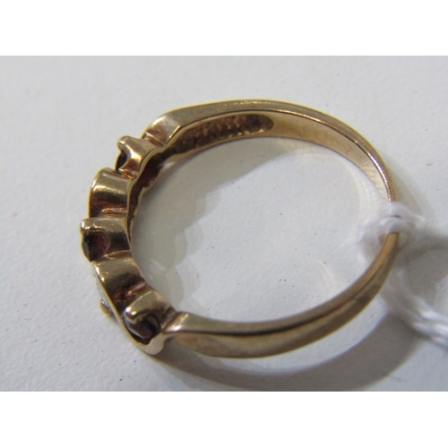 115 - GARNET CZ RING, 9ct yellow gold ring, set garnets and CZs in a wave design ring, size P