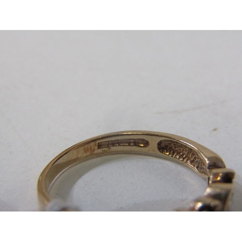 115 - GARNET CZ RING, 9ct yellow gold ring, set garnets and CZs in a wave design ring, size P