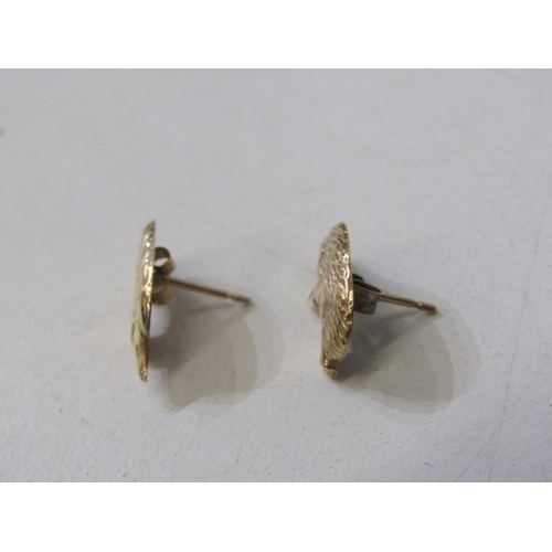15 - GOLD EARRINGS, pair of 9ct yellow gold creole style earrings, together with a pair of hedgehog desig... 
