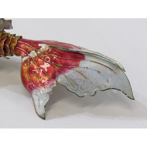 67 - ARTICULATED FISH PENDANT, enamelled pendant in the form of a carp, 12cm length, with gilt metal and ... 