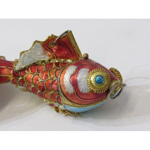 67 - ARTICULATED FISH PENDANT, enamelled pendant in the form of a carp, 12cm length, with gilt metal and ... 
