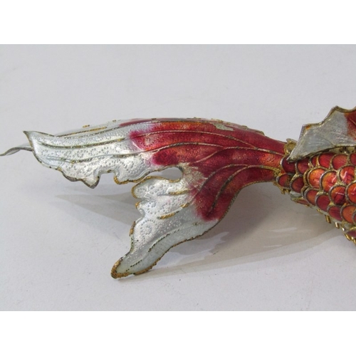 67 - ARTICULATED FISH PENDANT, enamelled pendant in the form of a carp, 12cm length, with gilt metal and ... 