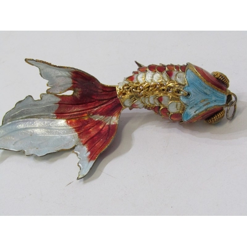 67 - ARTICULATED FISH PENDANT, enamelled pendant in the form of a carp, 12cm length, with gilt metal and ... 